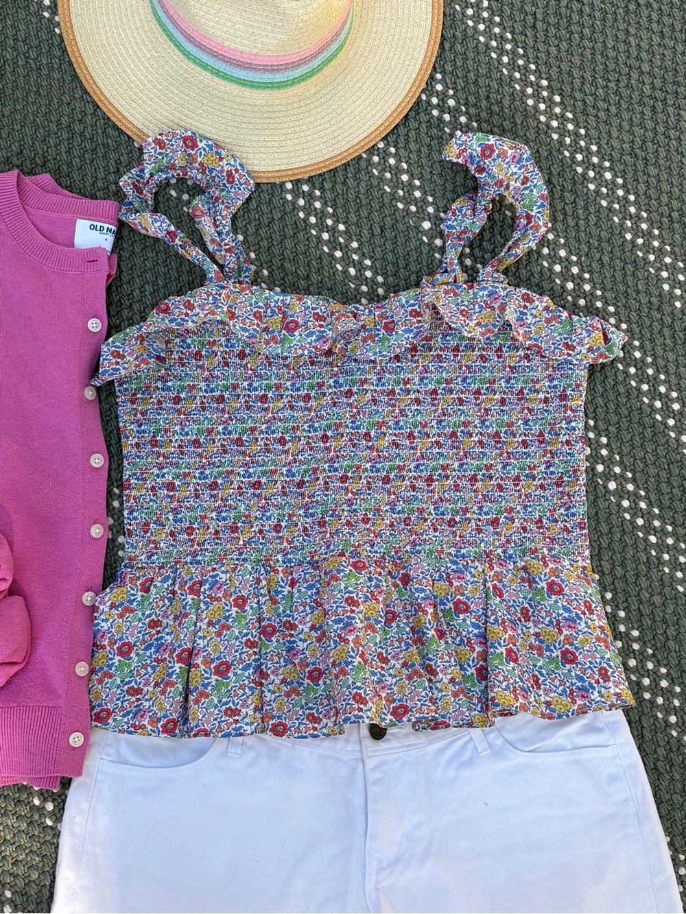 J. Crew Floral Smocked Ruffle Tank - Picture 2 of 12